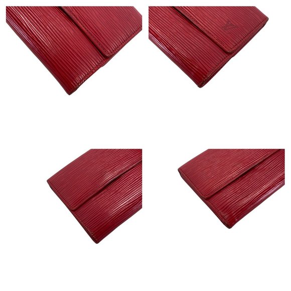 Authentic Louis Vuitton Wallet Credit Epi Porte Feiulle Elise Red Leather Trifol - Picture 5 of 9